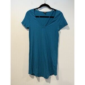Express T-Shirt Dress Womens XS Teal Cotton Stretch Sundress Travel Minimalist